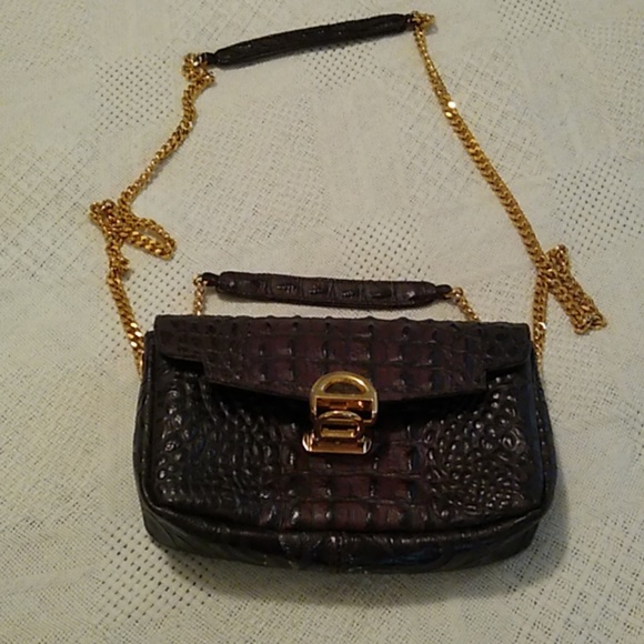 Leather crossbody embossed crocodile - Picture 3 of 11